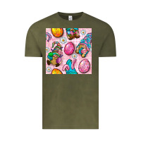 Vintage Olive Easter Gnomies Seamless Pattern Vintage Tee - BundleAndBundleShop