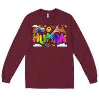 Burgundy human pride Long Sleeve Tee - LillyAllenDesigns