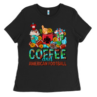 Black Coffee And American Football Coffee Cups Ladies Tee - FaDigitalArtStudio