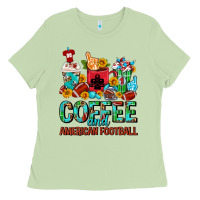 Matcha Coffee And American Football Coffee Cups Ladies Tee - FaDigitalArtStudio
