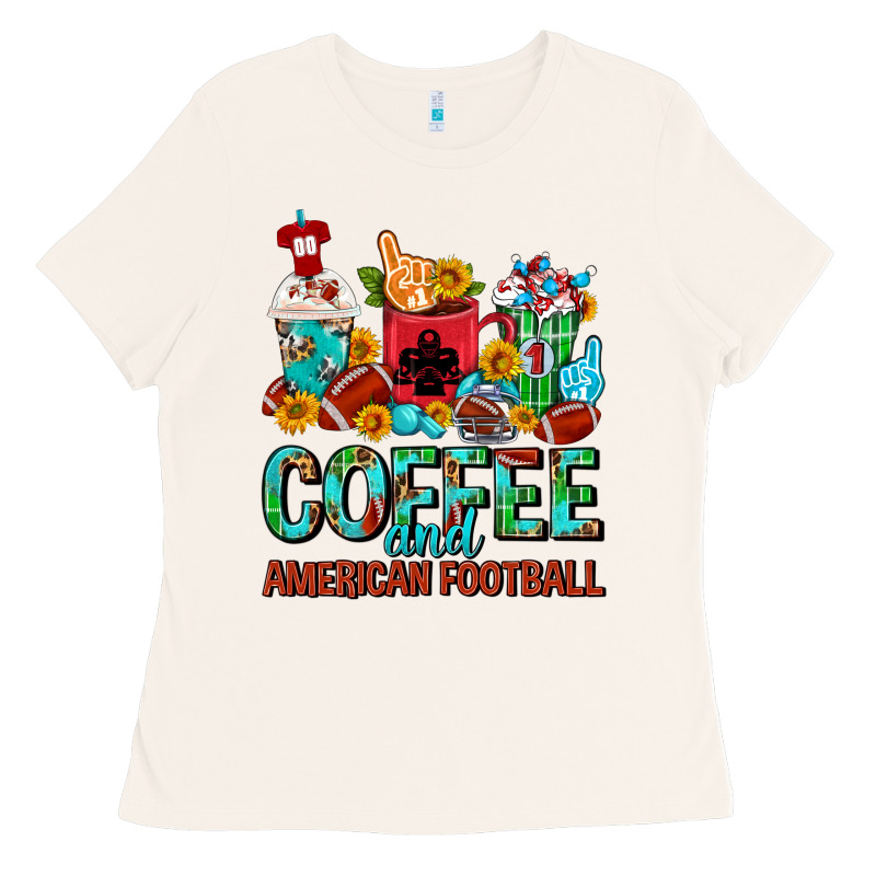 Coffee And American Football Coffee Cups Ladies Tee by FaDigitalArtStudio | Teevron