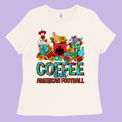 Coffee And American Football Coffee Cups Ladies Tee Designed By Fadigitalartstudio