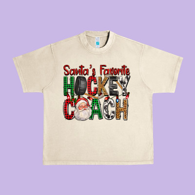 Santa's Favorite Hockey Coach For Christmas Urban Heavy Tee Designed By Fadigitalartstudio