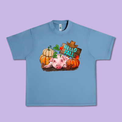 Hello Fall Pig Urban Heavy Tee Designed By Ranaportraitstore