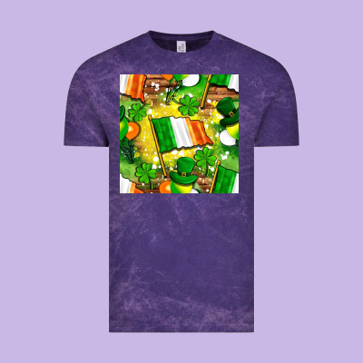 Ireland Flag With St. Patrick's Day  Digital Paper Vintage Tee Designed By Bundleandbundleshop