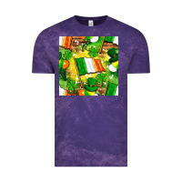 Cloud Purple Ireland flag with St. Patrick's Day  digital paper Vintage Tee - BundleAndBundleShop