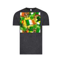 Vintage Black Ireland flag with St. Patrick's Day  digital paper Vintage Tee - BundleAndBundleShop
