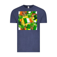 Vintage Denim Ireland flag with St. Patrick's Day  digital paper Vintage Tee - BundleAndBundleShop