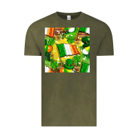 Vintage Olive Ireland flag with St. Patrick's Day  digital paper Vintage Tee - BundleAndBundleShop