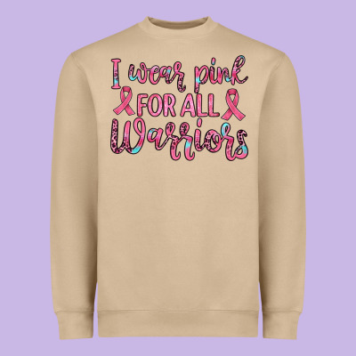 I Wear Pink For All Warriors Heavyweight Sweatshirt Designed By Jahusdesignshop