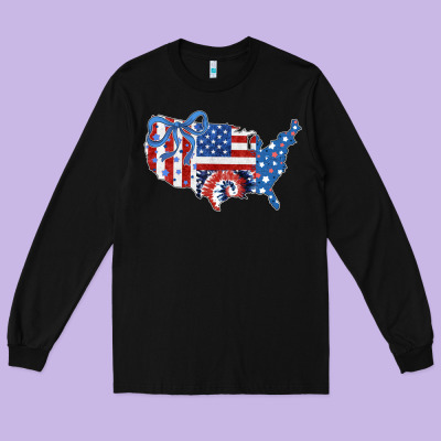 America Map Long Sleeve Tee Designed By Cowhidedigitalart