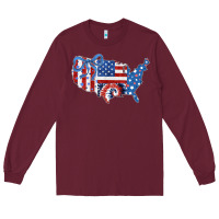Burgundy America map Long Sleeve Tee - CowhideDigitalArt