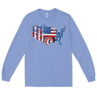 Colony Blue America map Long Sleeve Tee - CowhideDigitalArt