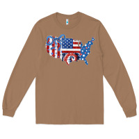 Toasted Coconut America map Long Sleeve Tee - CowhideDigitalArt