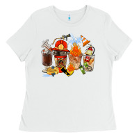 White Firefighter Coffee Cups Ladies Tee - FaDigitalArtStudio