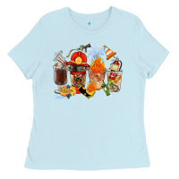 Baby Blue Firefighter Coffee Cups Ladies Tee - FaDigitalArtStudio