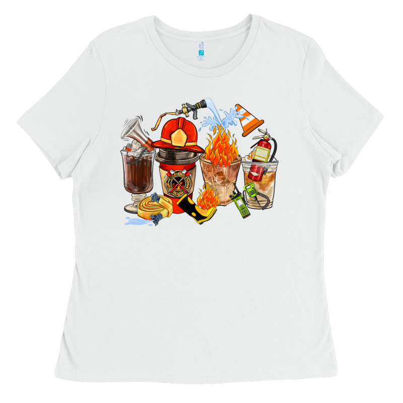 Firefighter Coffee Cups Ladies Tee by FaDigitalArtStudio | Teevron