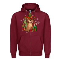 Burgundy Chihuahua Christmas Zipper Hoodie - JahusDesignShop