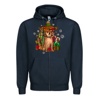 Navy Chihuahua Christmas Zipper Hoodie - JahusDesignShop