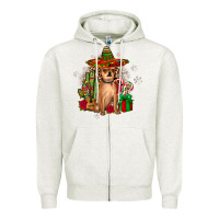Oatmeal Heather Chihuahua Christmas Zipper Hoodie - JahusDesignShop