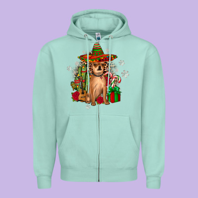 Chihuahua Christmas Zipper Hoodie Designed By Jahusdesignshop