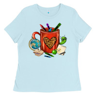 Baby Blue teacher crayons coffee mug Ladies Tee - FaDigitalArtStudio
