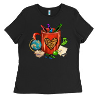 Black teacher crayons coffee mug Ladies Tee - FaDigitalArtStudio