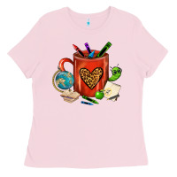 Bubblegum Pink teacher crayons coffee mug Ladies Tee - FaDigitalArtStudio