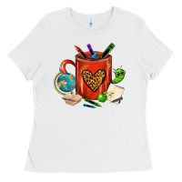 White teacher crayons coffee mug Ladies Tee - FaDigitalArtStudio