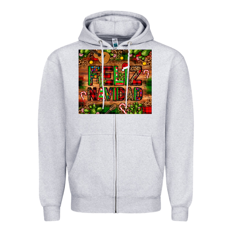 Feliz Navidad Christmas Cactus Leopard Zipper Hoodie by JahusDesignShop | Teevron