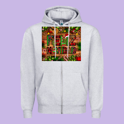 Feliz Navidad Christmas Cactus Leopard Zipper Hoodie Designed By Jahusdesignshop
