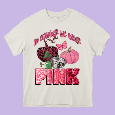 In October We Wear Pink Heavy Core Tee Designed By Cowgirlartshop