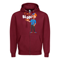 Burgundy Kids Cartoon Blippis funny Zipper Hoodie - maiPhamDesign