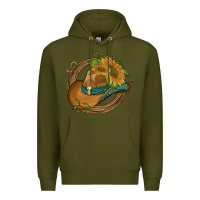 Army Green western hat with sunflowers and rope Premium Hoodie - Artiststas