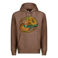 Chestnut western hat with sunflowers and rope Premium Hoodie - Artiststas