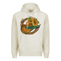 Oatmeal Heather western hat with sunflowers and rope Premium Hoodie - Artiststas