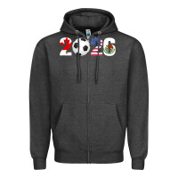 Charcoal Heather North America 2026 Football  Canada USA Mexico Soccer Zipper Hoodie - maiPhamDesign
