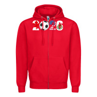 Red North America 2026 Football  Canada USA Mexico Soccer Zipper Hoodie - maiPhamDesign