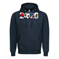 Navy North America 2026 Football  Canada USA Mexico Soccer Zipper Hoodie - maiPhamDesign