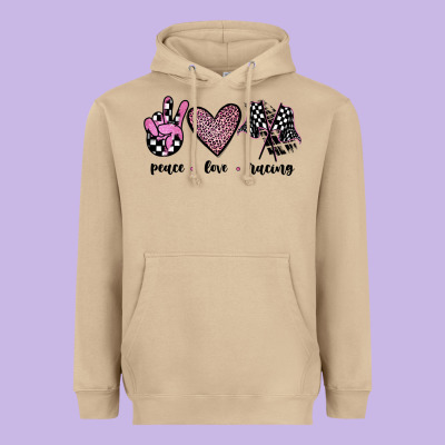 Peace Love Racing Heavyweight Hoodie Designed By Jahusdesignshop