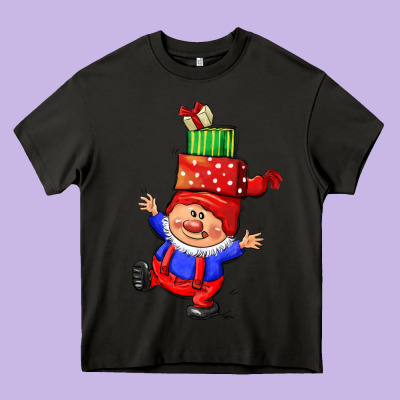 Cute Christmas Gnome Heavy Core Tee Designed By Cowgirlartshop