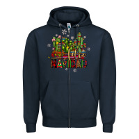 Navy feliz navidad cactus Zipper Hoodie - JahusDesignShop