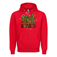 Red feliz navidad cactus Zipper Hoodie - JahusDesignShop