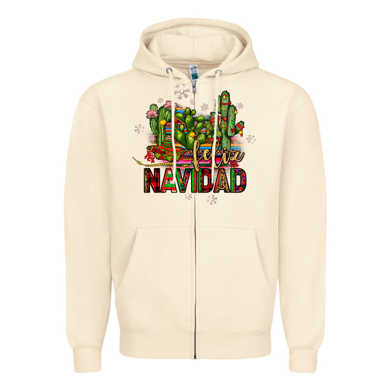 Feliz Navidad Cactus Zipper Hoodie by JahusDesignShop | Teevron