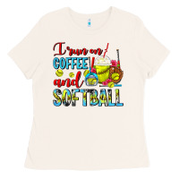 Bone I Run On Coffee And Softball Frappe Ladies Tee - FaDigitalArtStudio