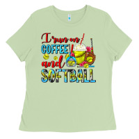 Matcha I Run On Coffee And Softball Frappe Ladies Tee - FaDigitalArtStudio