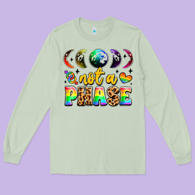 Not A Phase Pride Moon Long Sleeve Tee Designed By Lillyallendesigns