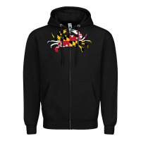 Black Maryland Crab State Pride Flag Zipper Hoodie - maiPhamDesign