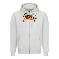 Dove Grey Maryland Crab State Pride Flag Zipper Hoodie - maiPhamDesign