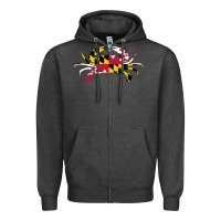 Charcoal Heather Maryland Crab State Pride Flag Zipper Hoodie - maiPhamDesign